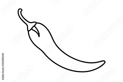 "Minimal Chili Pepper Line Art Icon for Spicy Food Designs"

