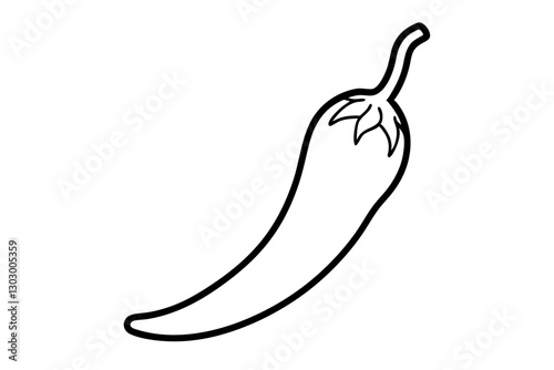 "Minimal Chili Pepper Line Art Icon for Spicy Food Designs"

