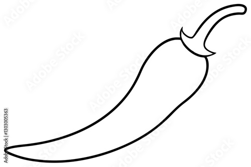 "Minimal Chili Pepper Line Art Icon for Spicy Food Designs"

