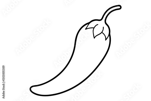 "Minimal Chili Pepper Line Art Icon for Spicy Food Designs"

