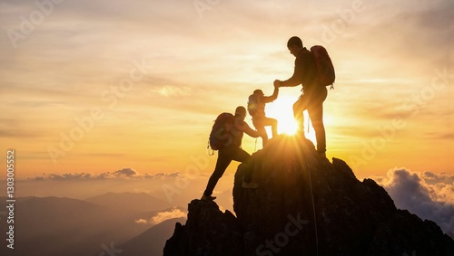 Summit Triumph: Two Hikers Celebrating Teamwork and Success at the Top of the Mountain