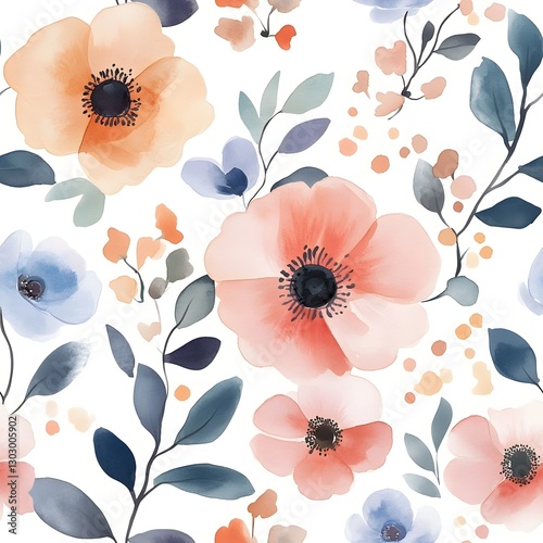 Pastel Watercolor Floral Seamless Pattern for Soft and Elegant Backgrounds