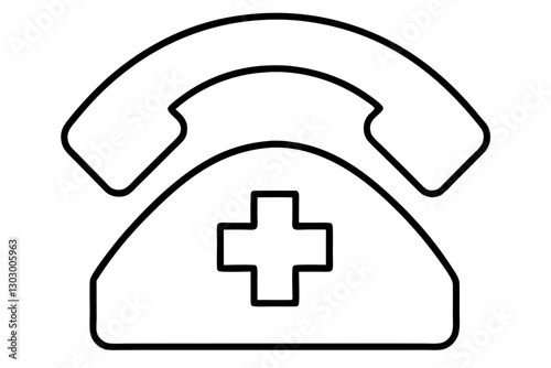 Emergency Call Icon Outline – Hotline Support Vector Symbol


