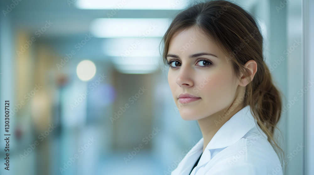 Compassionate female healthcare professional in a white coat, embodying care and dedication in her role. Compassionate female healthcare professional in a white coat, embodying care and dedication in her role.