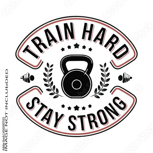 A structured, vintage-style gym badge T-shirt design.
