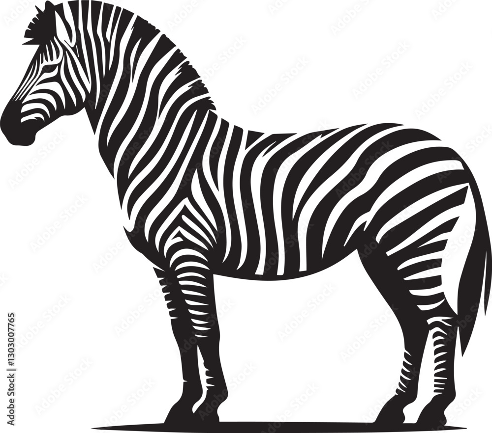 Obraz premium black zebra vector illustration, zebra vector, zebra silhouette logo vector, zebra vector black and white background full body