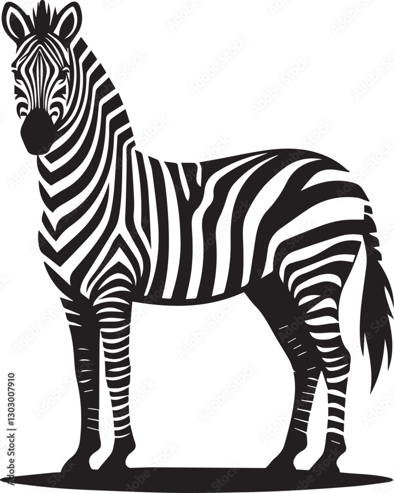 Obraz premium black zebra vector illustration, zebra vector, zebra silhouette logo vector, zebra vector black and white background full body