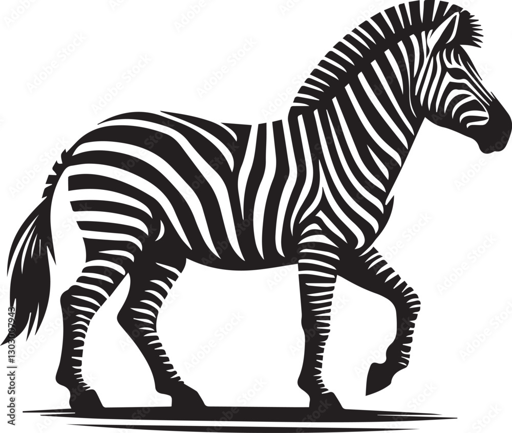 Obraz premium black zebra vector illustration, zebra vector, zebra silhouette logo vector, zebra vector black and white background full body
