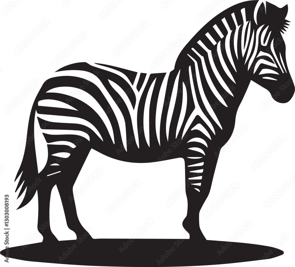 Obraz premium black zebra vector illustration, zebra vector, zebra silhouette logo vector, zebra vector black and white background full body