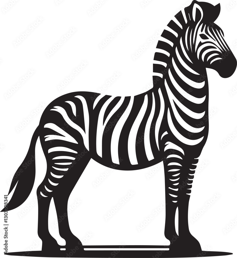Obraz premium black zebra vector illustration, zebra vector, zebra silhouette logo vector, zebra vector black and white background full body