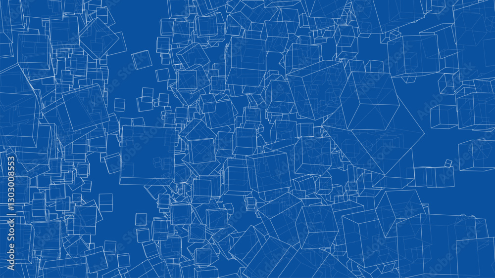 Fototapeta premium Wireframe Boxes. Sketch style