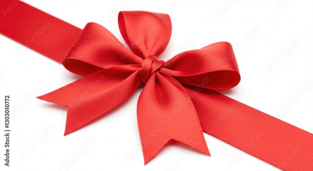 A close-up shot of a vibrant red satin ribbon, tied into an elegant bow, diagonally across a crisp white background, capturing the delicate folds and highlights of the fabric. A close-up shot of a vibrant red satin ribbon, tied into an elegant bow, diagonally across a crisp white background, capturing the delicate folds and highlights of the fabric.