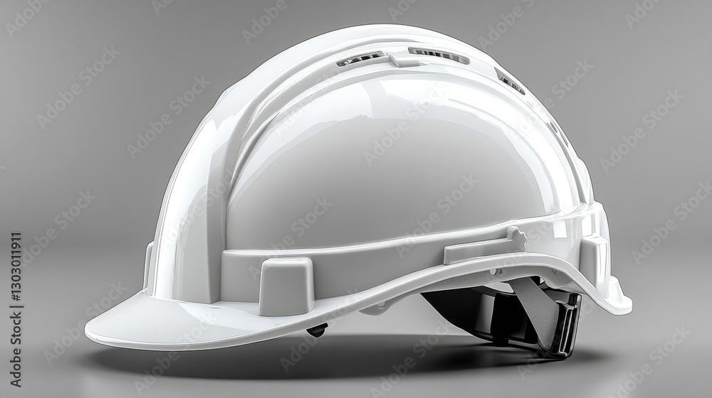 Fototapeta premium side view of a new white safety helmet isolated,cartoon illustration