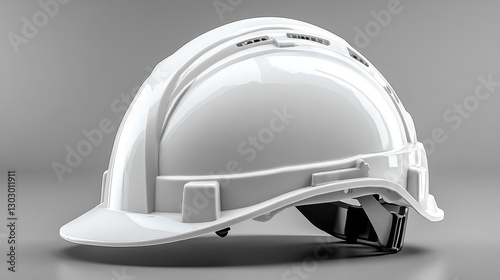 side view of a new white safety helmet isolated,cartoon illustration