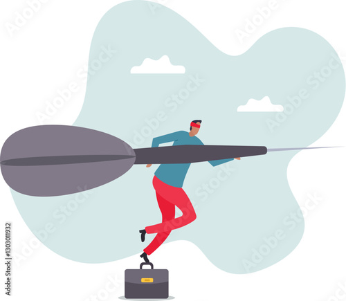 Unclear target or blind business vision, leadership failure or mistake aiming goal, untrained or uneducated management .business concept.flat character.