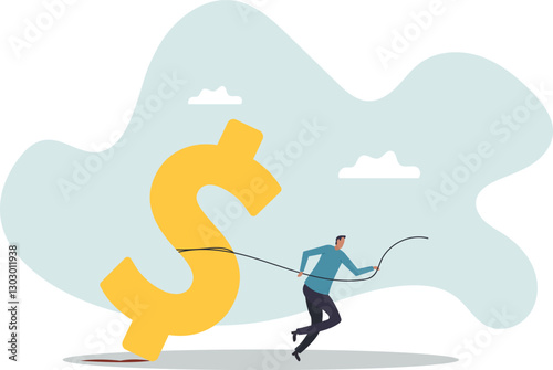 Working hard for money, effort to earn more salary or investment profit, tax burden or financial problem and difficulty.business concept.flat character.