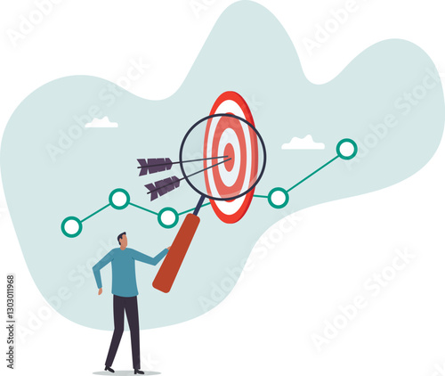 Marketing target audience research, business analysis to increase sale, target group or focused customer .business concept.flat character.