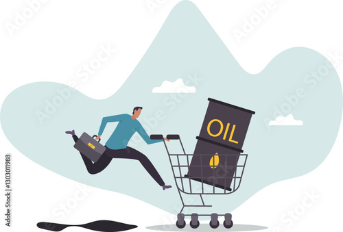 Crude oil investment, buy oil stock to make profit, fuel, power or energy company.business concept.flat character.