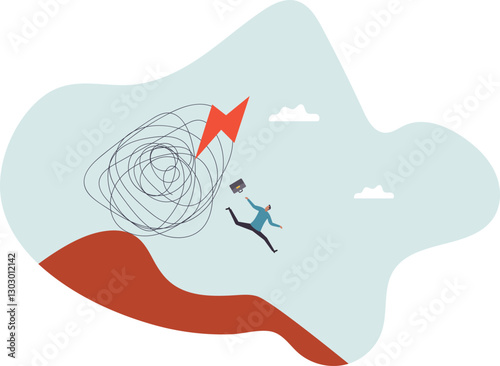 Run away from trouble, avoid from working stress, conflict with people or escape from financial problem or economic crisis.business concept.flat character.