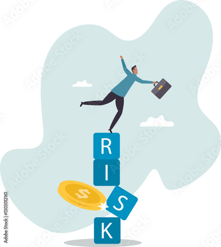 Investment risk, volatility and fluctuation in stock market that price will drop, stability and uncertainty.business concept.flat character.