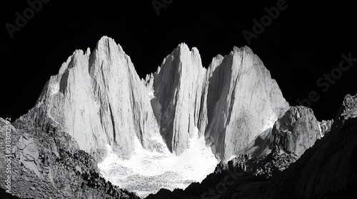 Majestic Black and White Scenery of Mount Whitney Peaks in Ultra High Definition Quality