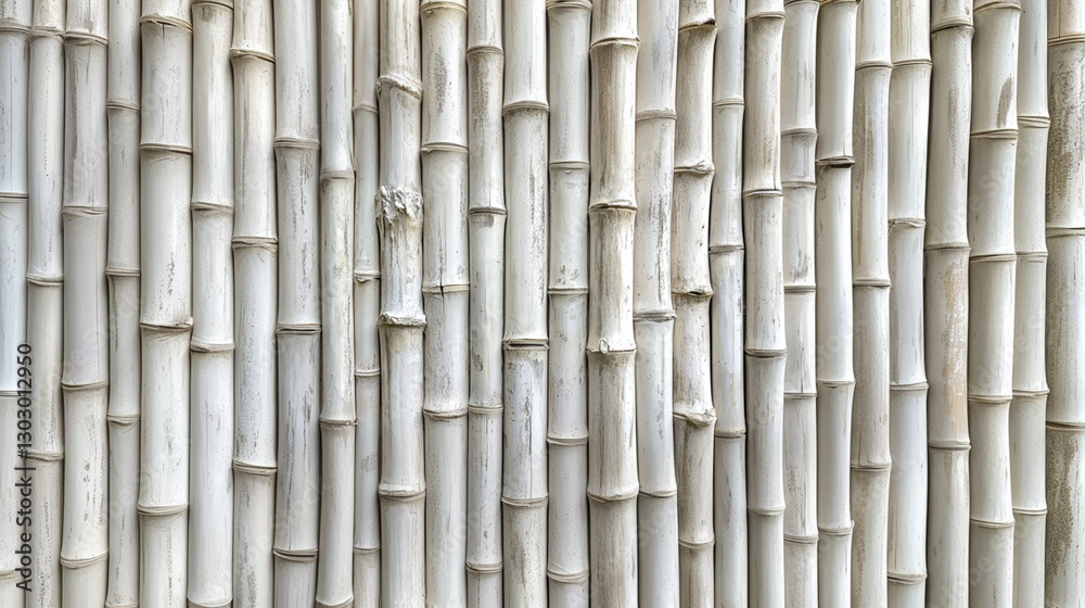 Naklejka premium White Bamboo Fence Texture Background