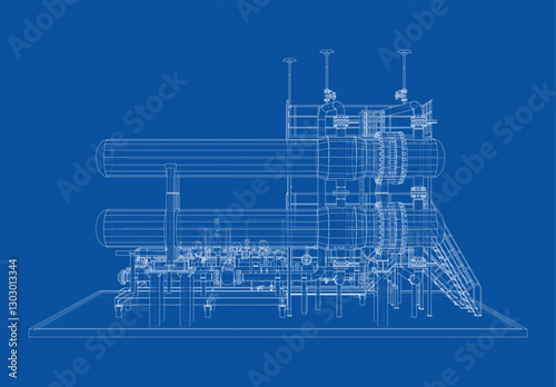 Petroleum heater exchanger. Vector rendering of 3d