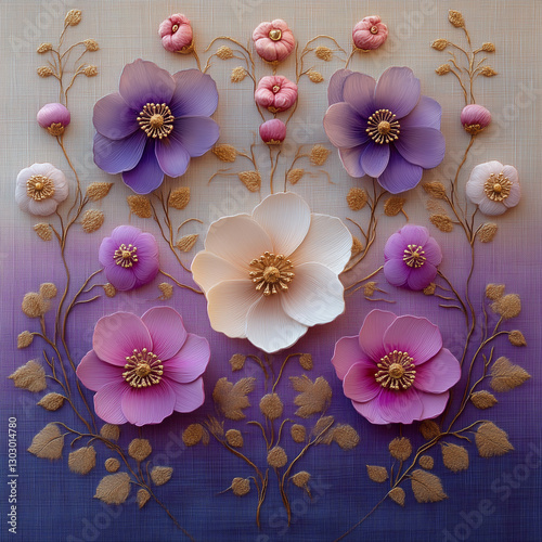 Elegant Thai Floral Backdrop: Luxurious Pastel Blossoms with Traditional Charm