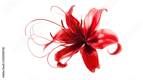 Red Lily Flower on Black Background