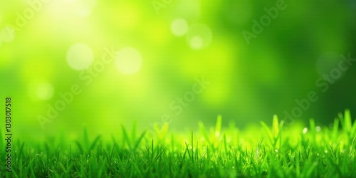 Vibrant Green Grass Blades in Soft Sunlight with a Lush, Blurred Background Ideal for Nature-Themed Designs and Projects