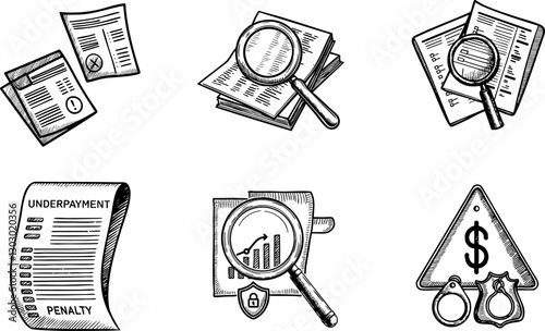 Illustration of financial analysis and auditing tools.
