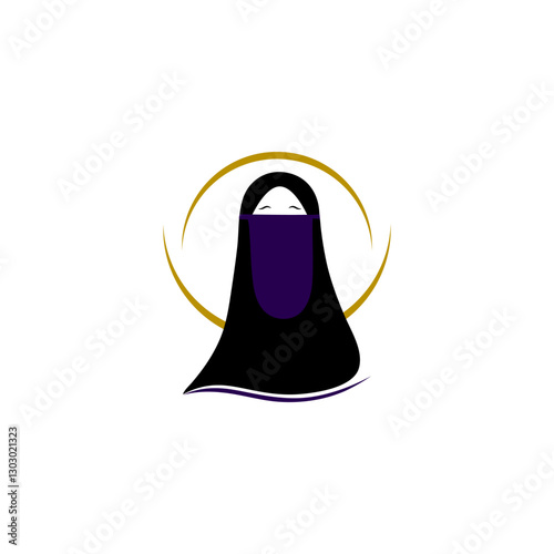The niqab hijab is black on a white background