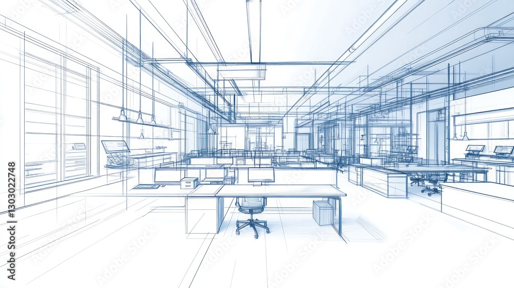 Blueprint of a Modern Open-Plan Office Space Design Blueprint of a Modern Open-Plan Office Space Design