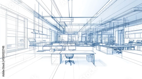 Blueprint of a Modern Open-Plan Office Space Design