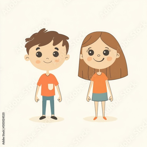 cartoon characters boy and girl vector on isolated background