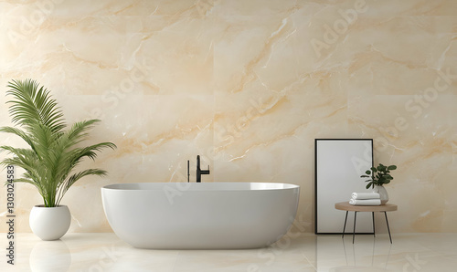 Modern Bathroom Design Featuring Elegant Round Bathtub and Decor