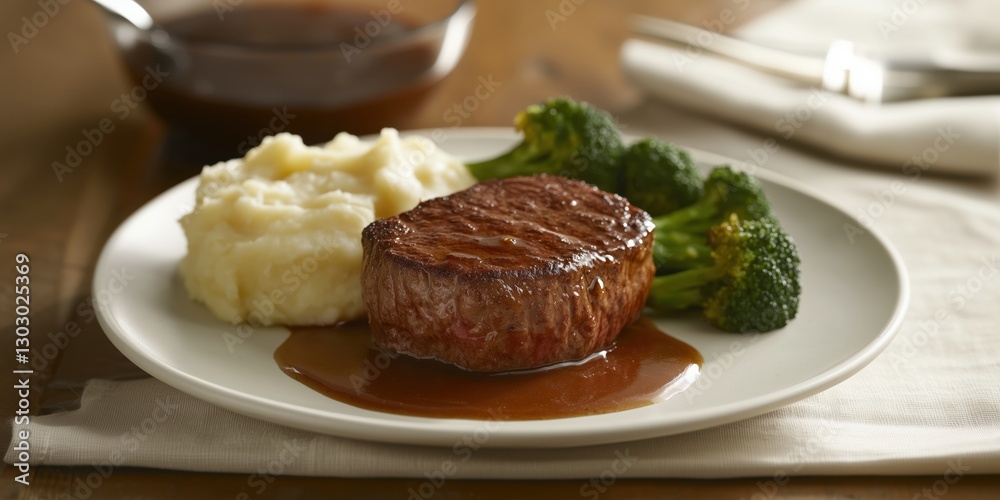 close-up of a delicious steak dinner viewed from a close-up of a delicious steak dinner viewed from a