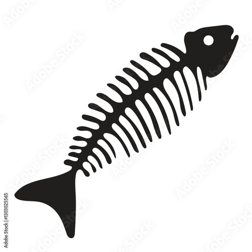 Fish bone remains. Flat vector icon or fish skeleton symbol for ecology and wildlife conservation themes decoration and design.