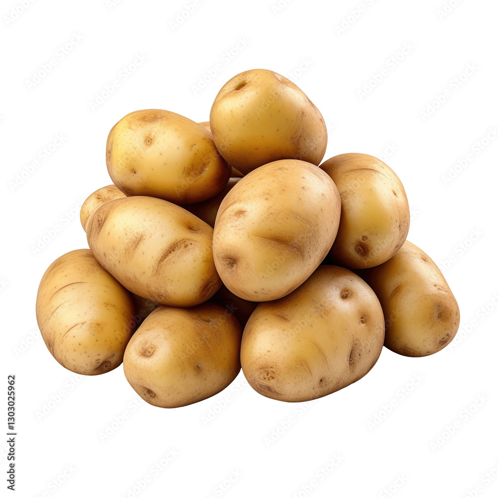 A pile of fresh unpeeled potatoes on transparent background A pile of fresh unpeeled potatoes on transparent background