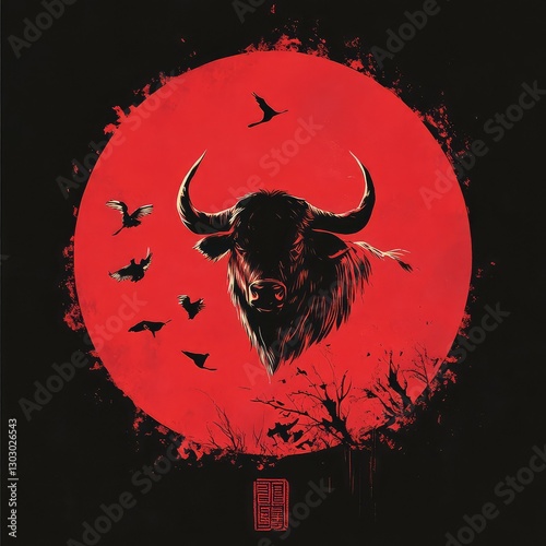 Chinese zodiac animal of the year with minimalist illustrations