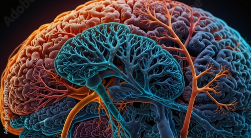 human brain in front of a microscope