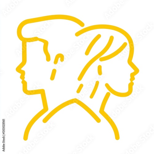 logo, two people in yellow outline isolated background