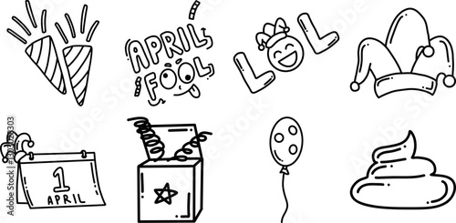 april fools doodle outline handrawn