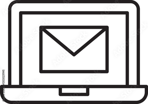 Laptop with email icon illustration line icon