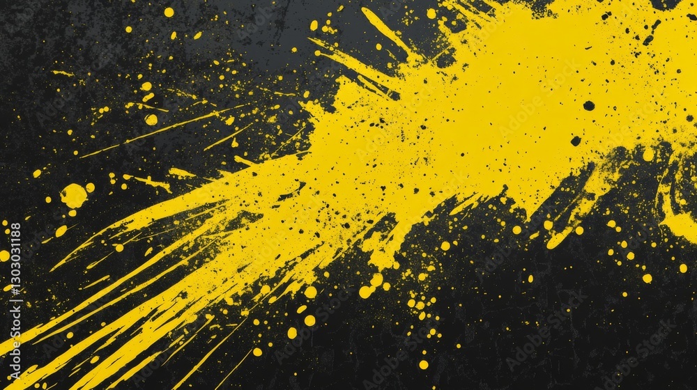 Dynamic yellow paint splash on dark background with bold artistic splatter design Dynamic yellow paint splash on dark background with bold artistic splatter design