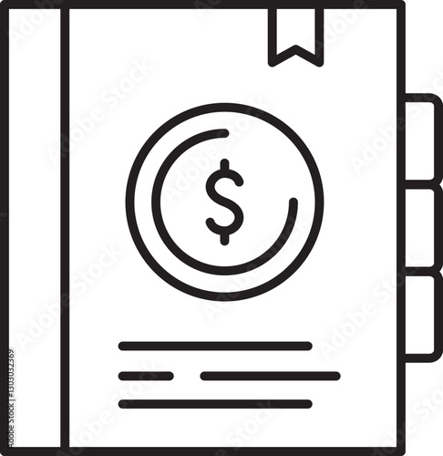 Financial notebook illustration line icon