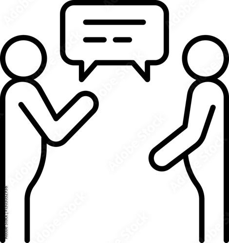 Two people engaged in conversation line icon