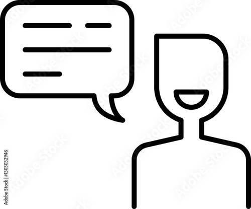 Stylized person with speech bubble line icon