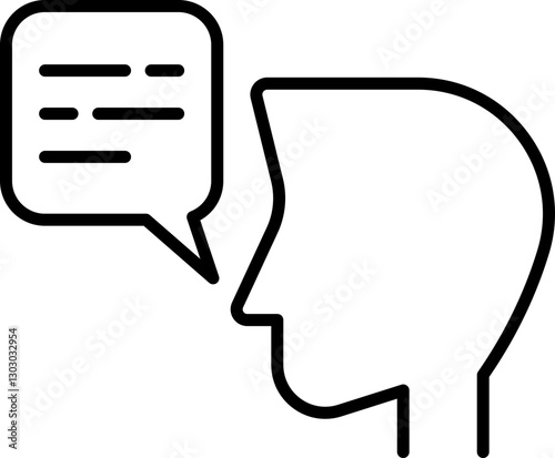 Speech bubble and head silhouette illustration line icon