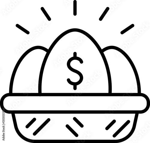 Eggs in a nest with a dollar sign. line icon